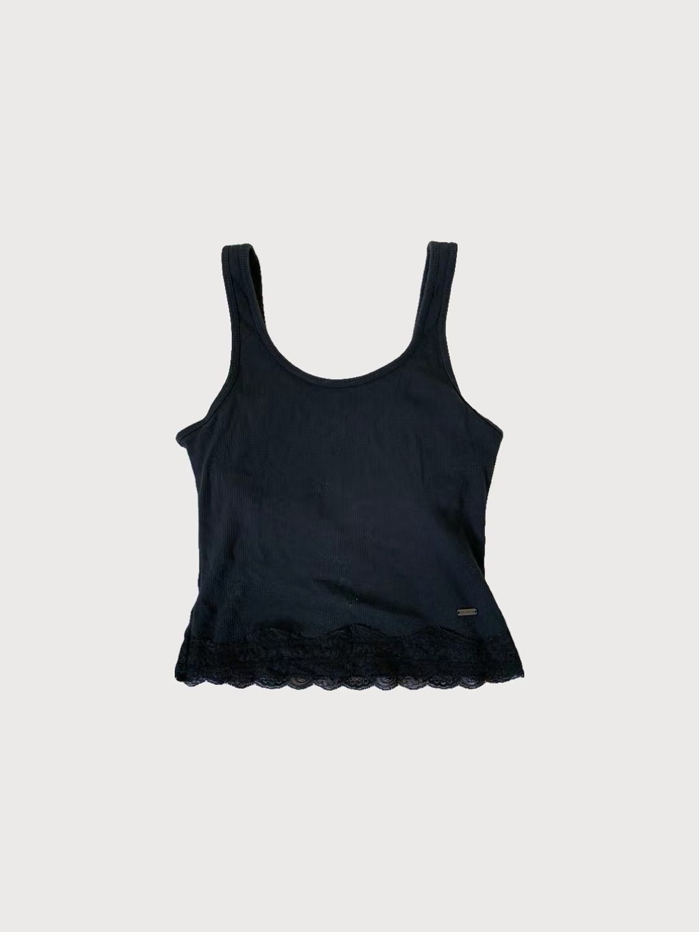 Holister Women's Black Lace-Hem Tank Top